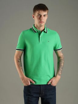 Tommy Hilfiger - Solid Regular Fit Cotton Polo T-shirt - Green