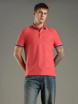 Tommy Hilfiger - Solid Regular Fit Cotton Polo T-shirt - Rust