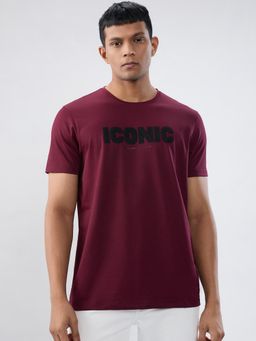 Spykar - Wine Typography Regular Fit T-shirt