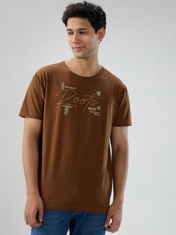 Spykar - Brown Typography Regular Fit T-shirt
