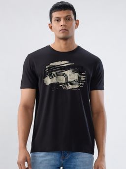 Spykar - Black Graphic Regular Fit T-shirt