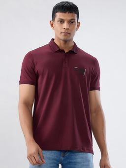 Spykar - Wine Solid Regular Fit T-shirt