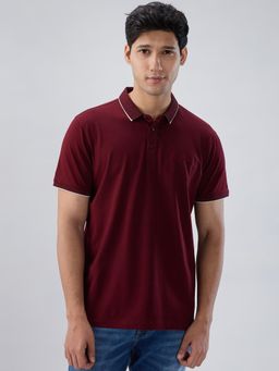 Spykar - Maroon Solid Regular Fit T-shirt