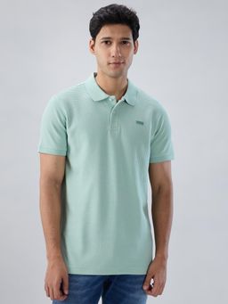 Spykar - Green Self Design Regular Fit T-shirt