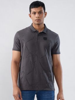 Spykar - Grey Embroidered Regular Fit T-shirt