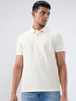 Spykar - White Embroidered Regular Fit Polo T-shirt
