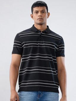 Spykar - Black Stripe Regular Fit T-shirt