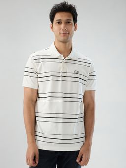 Spykar - White Stripe Regular Fit T-shirt