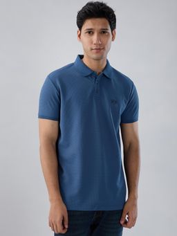 Spykar - Blue Self Design Regular Fit T-shirt
