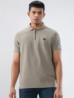 Spykar - Green Self Design Regular Fit T-shirt