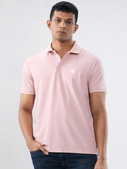 Spykar - Pink Solid Regular Fit Polo T-shirt