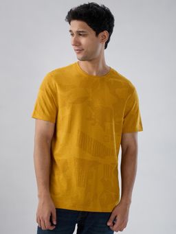 Spykar - Mustard Printed Regular Fit T-shirt