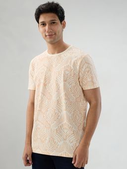 Spykar - Beige Printed Regular Fit T-shirt