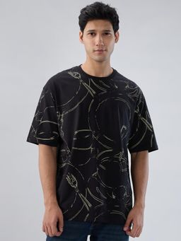 Spykar - Black Printed Relaxed Fit T-shirt