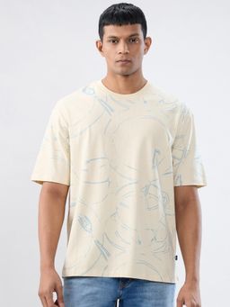 Spykar - Cream Printed Relaxed Fit T-shirt