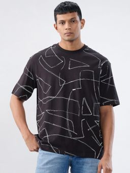 Spykar - Black Printed Relaxed Fit T-shirt