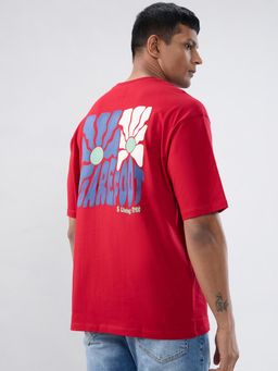 Spykar - Red Graphic Relaxed Fit T-shirt