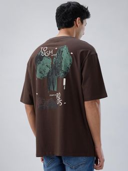 Spykar - Brown Graphic Relaxed Fit T-shirt