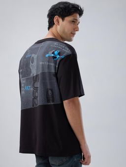 Spykar - Black Graphic Relaxed Fit T-shirt