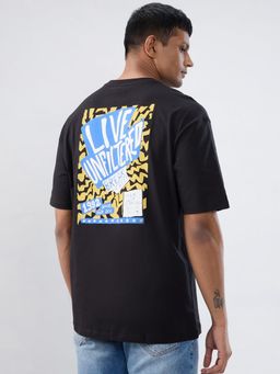 Spykar - Black Graphic Relaxed Fit T-shirt