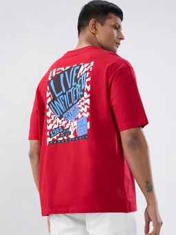 Spykar - Red Graphic Relaxed Fit T-shirt