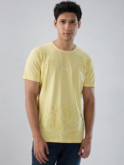 Spykar - Yellow Abstract Regular Fit T-shirt