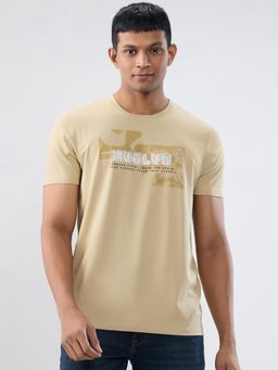Spykar - Beige Typography Regular Fit T-shirt