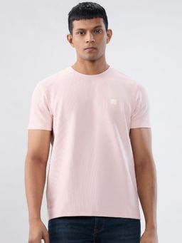 Spykar - Pink Textured Regular Fit T-shirt