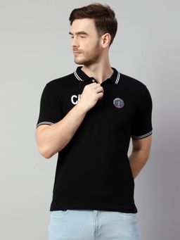 Cantabil - Men Cotton Black Polo T-Shirt
