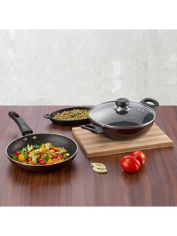 VINOD - Supreme NS 2Pcs Cookware Set Kadai 2L w Lid & Frypan 22cm Induction Friendly Purple