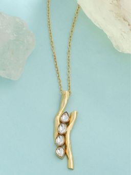 Zurooh - 18K Gold Plated Stem Design Polki Necklace