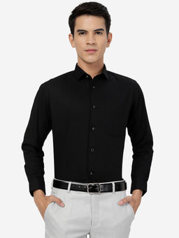 Greenfibre - Mens Black 100% Cotton Slim Fit Solid Party Wear Shirt