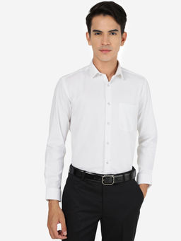 Greenfibre - Mens White 100% Cotton Slim Fit Solid Party Wear Shirt