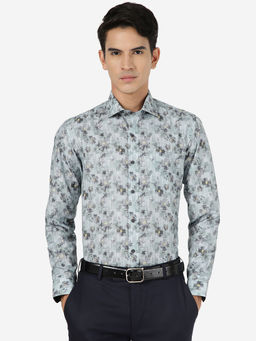 Greenfibre - Mens Green 100% Cotton Slim Fit Printed Party Wear Shirt