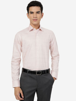 JadeBlue - Mens Peach 100% Cotton Slim Fit Striped Formal Shirt