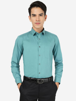 Greenfibre - Mens Green 100% Cotton Slim Fit Striped Party Wear Shirt
