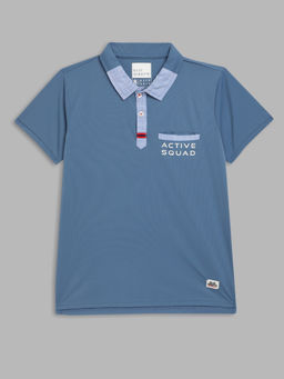 Blue Giraffe - Boys Blue Solid Polo T-shirt