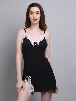 Herryqeal - Black Womens Babydoll Chemise Sleepwear Lace Nightwear Soft Lingerie For Womens