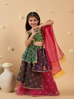 PSPeaches - Multi-Color Kota Lehenga, Choli with Dupatta (Set of 3)