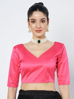 FLAHER - Satin Solid Blouse-Pink