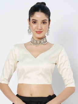 FLAHER - Satin Solid Blouse-Off White