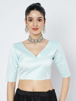 FLAHER - Satin Solid Blouse-Blue