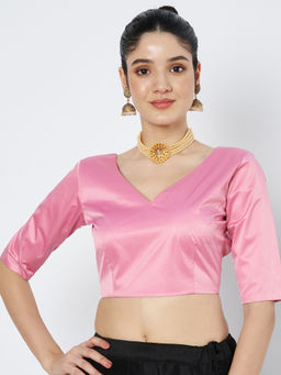 FLAHER - Satin Solid Blouse-Pink