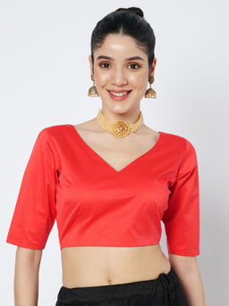 FLAHER - Satin Solid Blouse-Red
