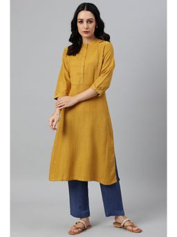 W - Yellow Stripes Kurta & Straight Pant (Set of 2)