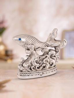 Saraf RS Jewellery - Silver-Plated Vastu Fish On Waves Figurine Showpiece For Home Decor