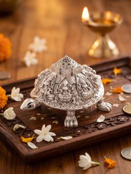 Saraf RS Jewellery - Silver-Plated Ashtalakshmi Shree Yantra Tortoise Figurine Showpiece