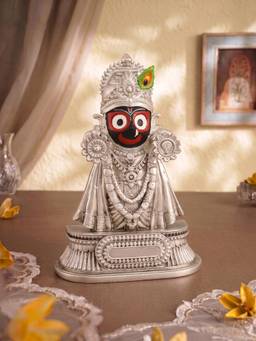 Saraf RS Jewellery - Silver-Plated Hand-Painted Lord Jagannath Idol Showpiece For Home Temple