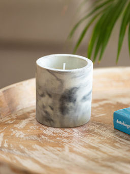 ExclusiveLane - Cedarwood Handmade Wax Concrete Jar Scented Candle (28 Hours Burn Time)