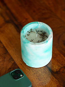 ExclusiveLane - Lavender Handmade Wax Concrete Jar Scented Candle (28 Hours Burn Time)